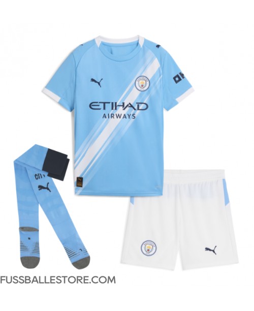 Günstige Manchester City Tijjani Reijnders #4 Heimtrikotsatz Kinder 2025-26 Kurzarm (+ Kurze Hosen)